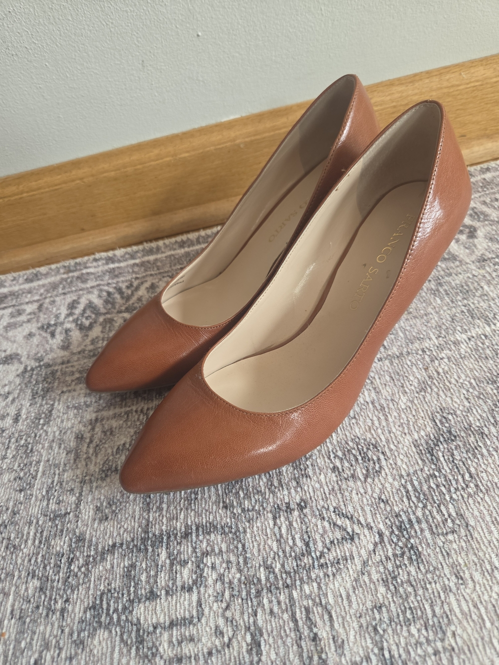 Franco Sarto Cognac Pointed-Toe Leather Pumps - Picture 7 of 7